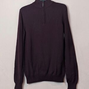 Brave Soul Maroon Purple High Neck Quarter Zip Pullover Sweater size XS